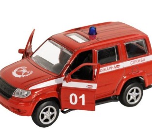 Машина "АВТОПАНОРАМА" "Пожарная служба", красный, 1/50, инерция, в/к 12*7*5,5 см