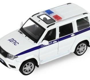 Машина "АВТОПАНОРАМА" УАЗ "PATRIOT" Полиция, 1/26, свет, звук, инерция, в/к 24,5*12,5*10,5 см