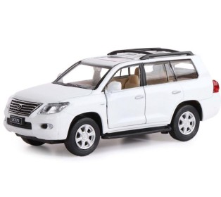 Машина "АВТОПАНОРАМА" Lexus LX570, белый, 1/32, свет, звук, инерция, в/к 17,5*13,5*9 см