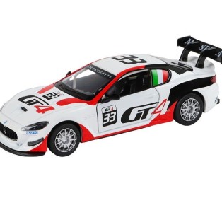 Машина "АВТОПАНОРАМА" Maserati Gran Turismo MC GT4, белый, 1/32, свет, звук, в/к 17,5*13,5*9 см