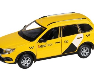 Машина "АВТОПАНОРАМА" Яндекс.Такси LADA GRANTA CROSS, желтый, 1/24, в/к 24,5*12,5*10,5 см