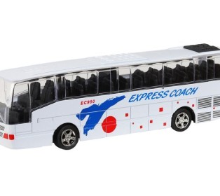 Автобус "Автопанорама", белый, 1/90, свет, звук, инерция, в/к 22*13,5*5,8 см
