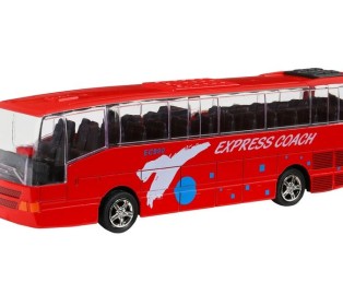 Автобус "Автопанорама", красный, 1/90, свет, звук, инерция, в/к 22*13,5*5,8 см