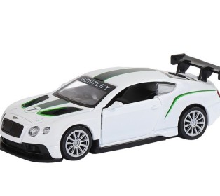 Машина "АВТОПАНОРАМА" Bentley Continental GT3, белый, 1/43, инерция, в/к 17,5*12,5*6,5 см