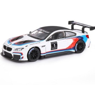 Машина "АВТОПАНОРАМА" BMW M6 GT3, белый, 1/24, свет, звук, в/к 24,5*12,5*10,5 см