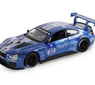 Машина "АВТОПАНОРАМА" BMW M6 GT3, синий, 1/24, свет, звук, в/к 24,5*12,5*10,5 см