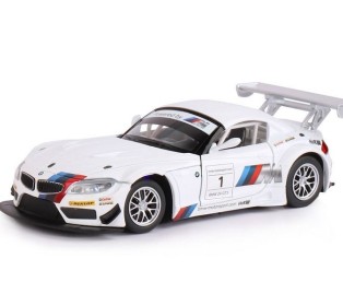 Машина "АВТОПАНОРАМА" BMW Z4 GT3, белый, 1/24, свет, звук, в/к 24,5*12,5*10,5 см