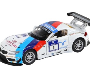 Машина "АВТОПАНОРАМА" BMW Z4 GT3, белый, 1/32, свет, звук, инерция, в/к 17,5*13,5*9 см
