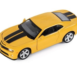Машина "АВТОПАНОРАМА" Chevrolet Camaro SS, желтый, 1/32, свет, звук, инерция, в/к 17,5*13,5*9 см