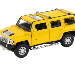 Машина "АВТОПАНОРАМА" Hummer H3, желтый, 1/32, свет, звук, инерция, в/к 17,5*13,5*9 см
