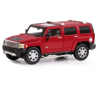 Машина "АВТОПАНОРАМА" Hummer H3, красный, 1/24, свет, звук, в/к 24,5*12,5*10,5 см