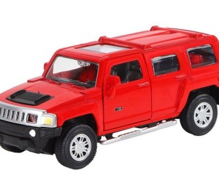 Машина "АВТОПАНОРАМА" Hummer H3, красный, 1/43, инерция, в/к 17,5*12,5*6,5 см