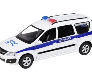 Машина "АВТОПАНОРАМА" LADA LARGUS "Полиция", 1/24, свет, звук, инерция, в/к 24,5*12,5*10,5 см