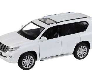 Машина "АВТОПАНОРАМА" Land Cruiser Prado, белый, 1/32, свет, звук, инерция, в/к 17,5*13,5*9 см