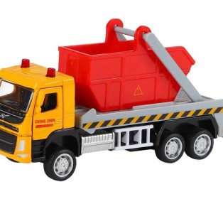 Машина "АВТОПАНОРАМА" VOLVO FM "Мусоровоз", желтый-красный, 1/72, инерция, в/к 17,5*13*6,5 см