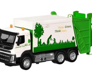 Машина "АВТОПАНОРАМА" Volvo мусоровоз, белый, 1/50, свет, звук, в/к 28*14*10 см