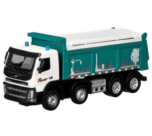 Машина "АВТОПАНОРАМА" Volvo самосвал, зеленый, 1/50, свет, звук, в/к 28*14*10 см