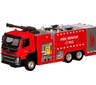 Машина "АВТОПАНОРАМА" Volvo пожарная машина, красный, 1/50, свет, звук, в/к 28*14*10 см
