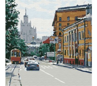 Картина по номерам 30х30 МОСКОВСКАЯ УЛИЦА (16 цветов)