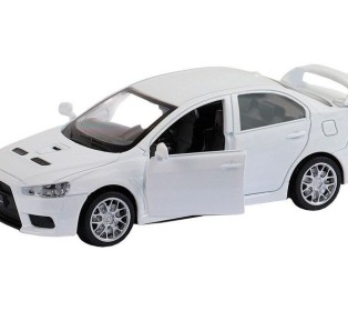 Машина "АВТОПАНОРАМА" Mitsubishi Lancer Evolution, белый, 1/41, откр. двери, в/к 17,5*12,5*6,5 см