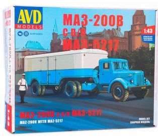 Сборная модель AVD МАЗ-200В с полуприцепом МАЗ-5217, 1/43