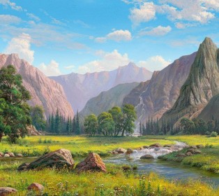 Картина мозаикой с нанесенной рамкой 40х50 И.ПРИЩЕПА. ГОРНАЯ ИДИЛЛИЯ (31 цвет)