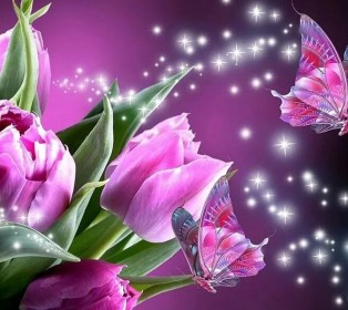 Картина мозаикой 15х20 РОЗОВЫЕ ТЮЛЬПАНЫ (17 цветов)