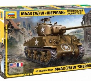 Сборная модель ZVEZDA Американский средний танк М4А3W "Шерман", 1/35