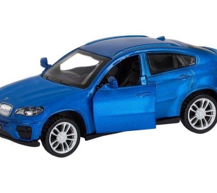 Машина "АВТОПАНОРАМА" BMW X6, 1/43, синий, инерция, откр. двери, в/к 17,5*12,5*6,5 см