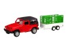 Машина "АВТОПАНОРАМА" Jeep Wrangler c прицепом, 1/43, открываются передние двери, инерция, в/к