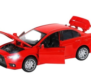 Машина "АВТОПАНОРАМА" Mitsubishi Lancer Evolution, 1/32, красный, свет, звук, в/к 17,5*12,5*6,5 см