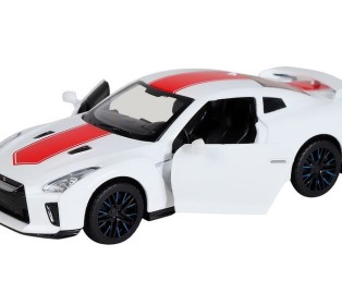 Машина "АВТОПАНОРАМА" Nissan GT-R (R35), 1/32, белый, свет, звук, в/к 18*9*13,5 см