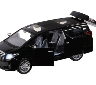 Машина "АВТОПАНОРАМА" Toyota Alphard, 1/29, черный, откр. двери, свет, звук, в/к 20*10*11 см