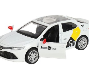 Машина "АВТОПАНОРАМА" Яндекс GO Toyota Camry, 1/43, белый, инерция, откр. двери, 17,5*12,5*6,5 см