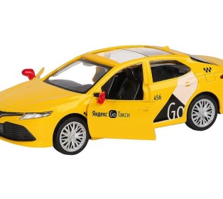Машина "АВТОПАНОРАМА" Яндекс GO Toyota Camry, 1/43, желтый, инерция, откр. двери, 17,5*12,5*6,5 см
