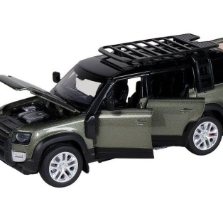 Машина "АВТОПАНОРАМА" Land Rover Defender 110, 1/32, зеленый, свет, звук, в/к 17,5*13,5*9 см