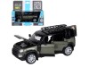 Машина "АВТОПАНОРАМА" Land Rover Defender 110, 1/32, зеленый, свет, звук, в/к 17,5*13,5*9 см