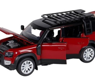 Машина "АВТОПАНОРАМА" Land Rover Defender 110, 1/32, красный, свет, звук, в/к 17,5*13,5*9 см