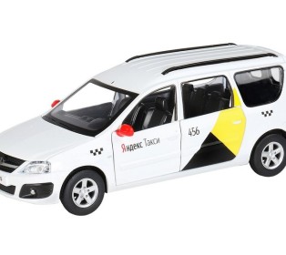 Машина "АВТОПАНОРАМА" Яндекс.Такси LADA LARGUS, белый, 1/24, свет, звук, в/к 24,5*12,5*10,5 см