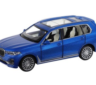 Машина "АВТОПАНОРАМА" BMW X7, синий, 1/32, свет, звук, инерция, в/к 17,5*13,5*9 см
