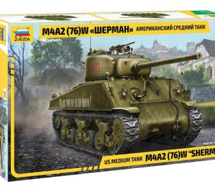 Сборная модель ZVEZDA Американский средний танк М4А2 (76)  "Шерман", 1/35
