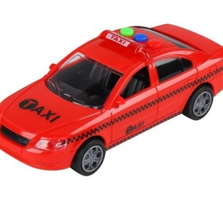 Машина AUTODRIVE Такси 15см инерц. на бат. со светом и звуком, красный,  в/к 19,5*8,5*10,5