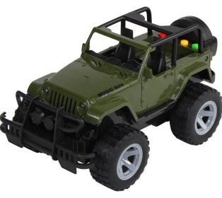Машина AUTODRIVE Джип 23см инерц. на бат. со светом и звуком, зеленый,  в/к 26,5*16*16