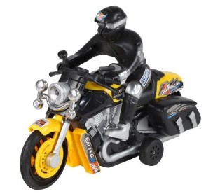 Мотоцикл AUTODRIVE 15см инерц. на бат. со светом и звуком, желтый,  в/к 17,5*14*6,5, ,