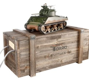 Р/У танк Torro Sherman M4A3, 1/16  2.4G, ИК-пушка, деревянная коробка
