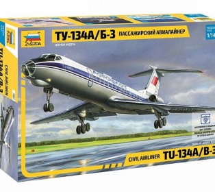Сборная модель ZVEZDA Пассажирский авиалайнер Ту-134А/Б-3, 1/144