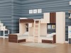 Трехместная кровать ТРИО/2 Дуб молочный/Орех