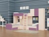 Трехместная кровать ТРИО/2 Дуб молочный/Фиолетовый